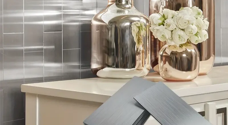 Space with Peel and Stick Silver Backsplash: 1 Stylish, Affordable Solution