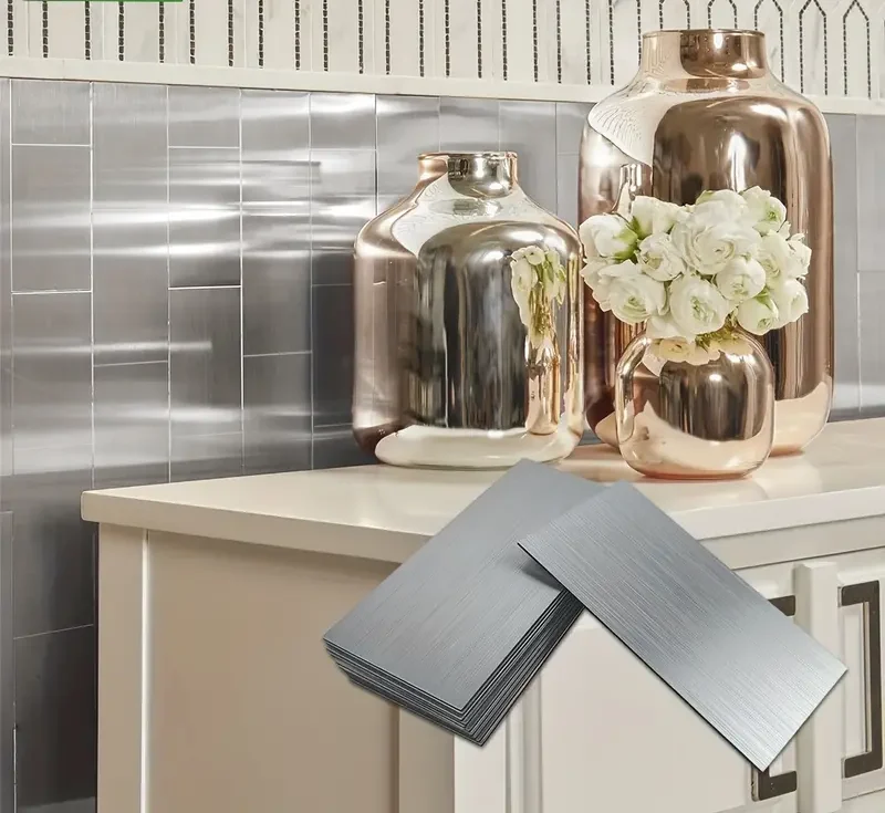 Peel and Stick Silver Backsplash